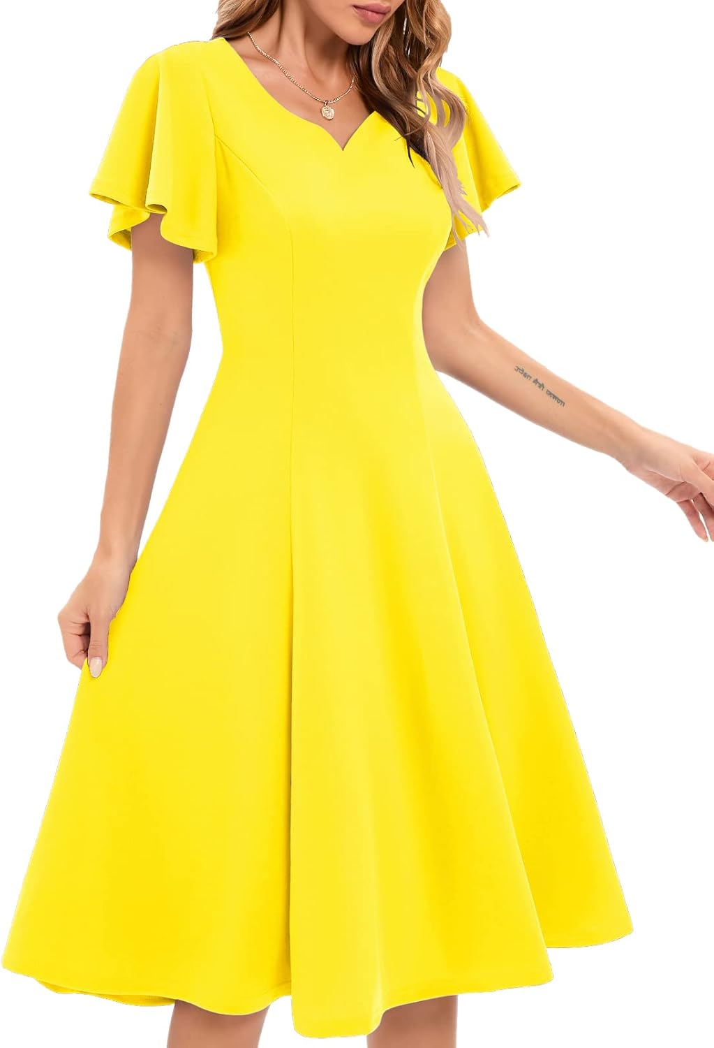 HomRain Wedding Guest Dresses for Women Vintage Short Sleeves Casual Fit and Flare Cocktail Formal Dress for Tea Party