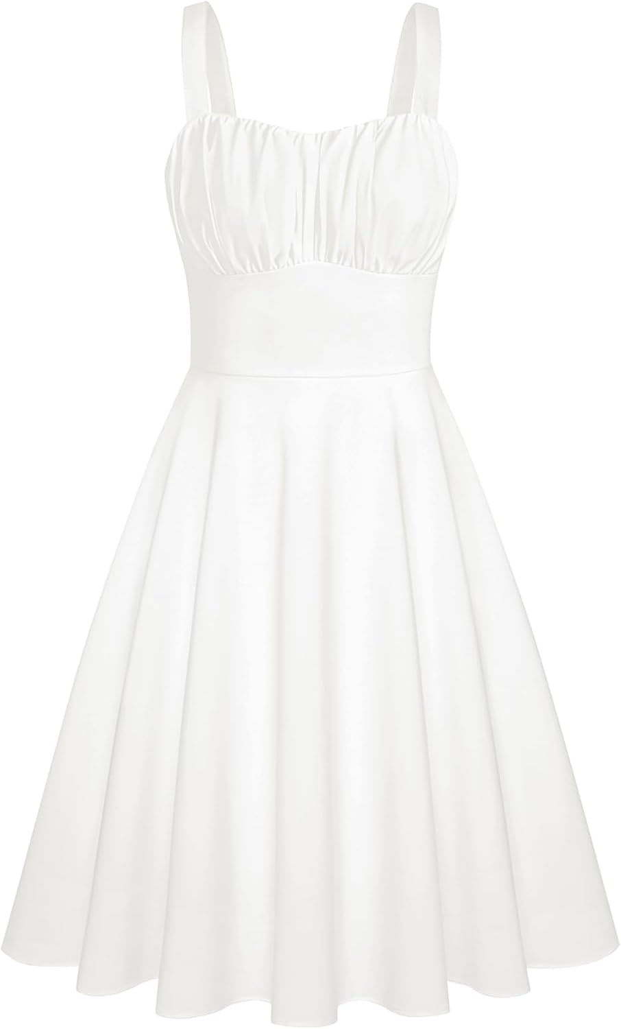 Belle Poque Womens Vintage A-line Midi Cocktail Party Dress | Spaghetti Strap,Sleeveless,Flowy,Swing,1950s Elegant Tea Party Dress,Wedding Guest Dress,Homecoming Dress