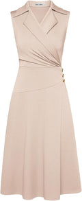 GRACE KARIN 2026 Work Midi Dresses for Women,Wrap Business Casual Funeral Outfit for Women,Wedding Guest Dresses