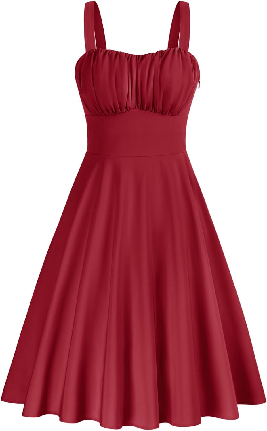 Belle Poque Womens Vintage A-line Midi Cocktail Party Dress | Spaghetti Strap,Sleeveless,Flowy,Swing,1950s Elegant Tea Party Dress,Wedding Guest Dress,Homecoming Dress