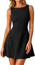 RIHOAS Round Neck Sleeveless Mini Dress - Women's Fall Formal Cocktail & Wedding Guest Homecoming Dress