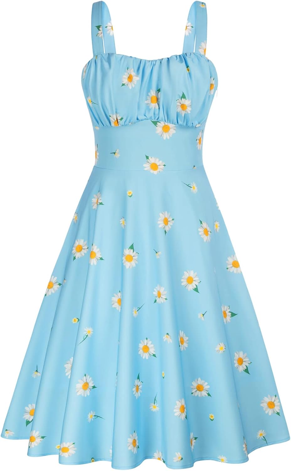 Belle Poque Womens Vintage A-line Midi Cocktail Party Dress | Spaghetti Strap,Sleeveless,Flowy,Swing,1950s Elegant Tea Party Dress,Wedding Guest Dress,Homecoming Dress