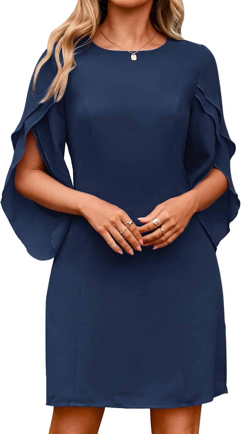 Simplee Womens Cocktail Dress 2025 Formal Flutter Sleeve Elegant Chiffon Trendy Wedding Guest Dresses