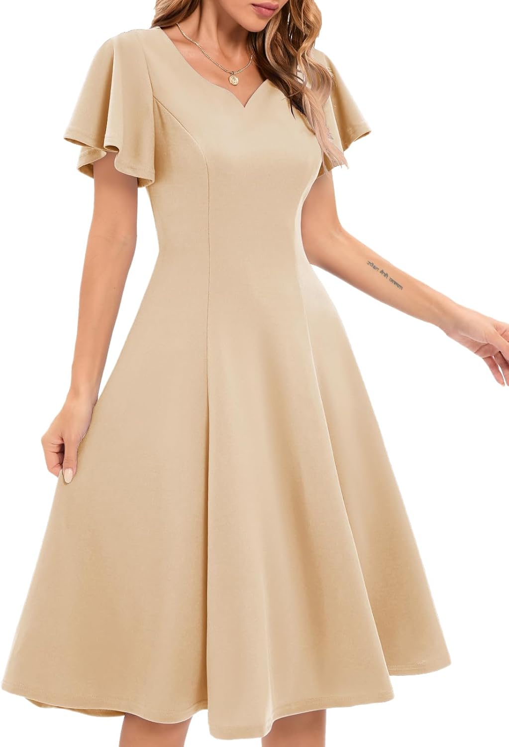 HomRain Wedding Guest Dresses for Women Vintage Short Sleeves Casual Fit and Flare Cocktail Formal Dress for Tea Party