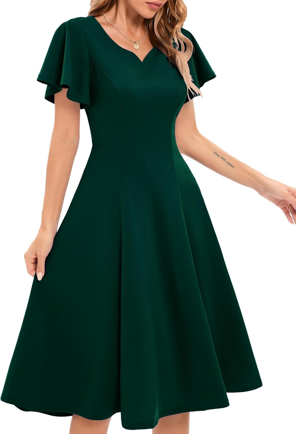 HomRain Wedding Guest Dresses for Women Vintage Short Sleeves Casual Fit and Flare Cocktail Formal Dress for Tea Party