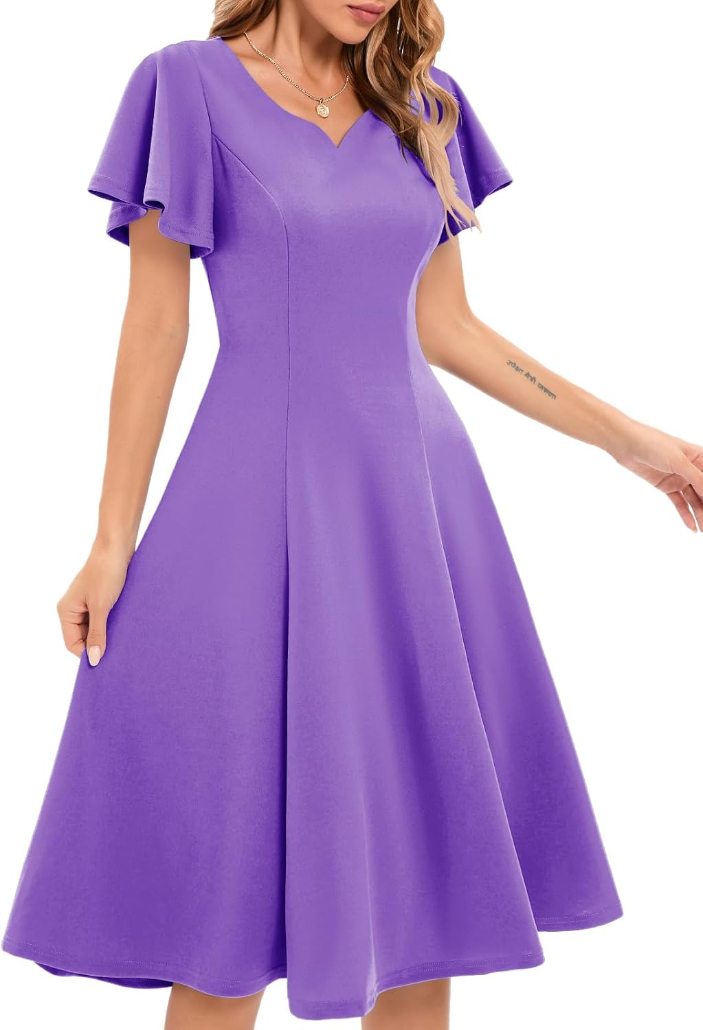 HomRain Wedding Guest Dresses for Women Vintage Short Sleeves Casual Fit and Flare Cocktail Formal Dress for Tea Party