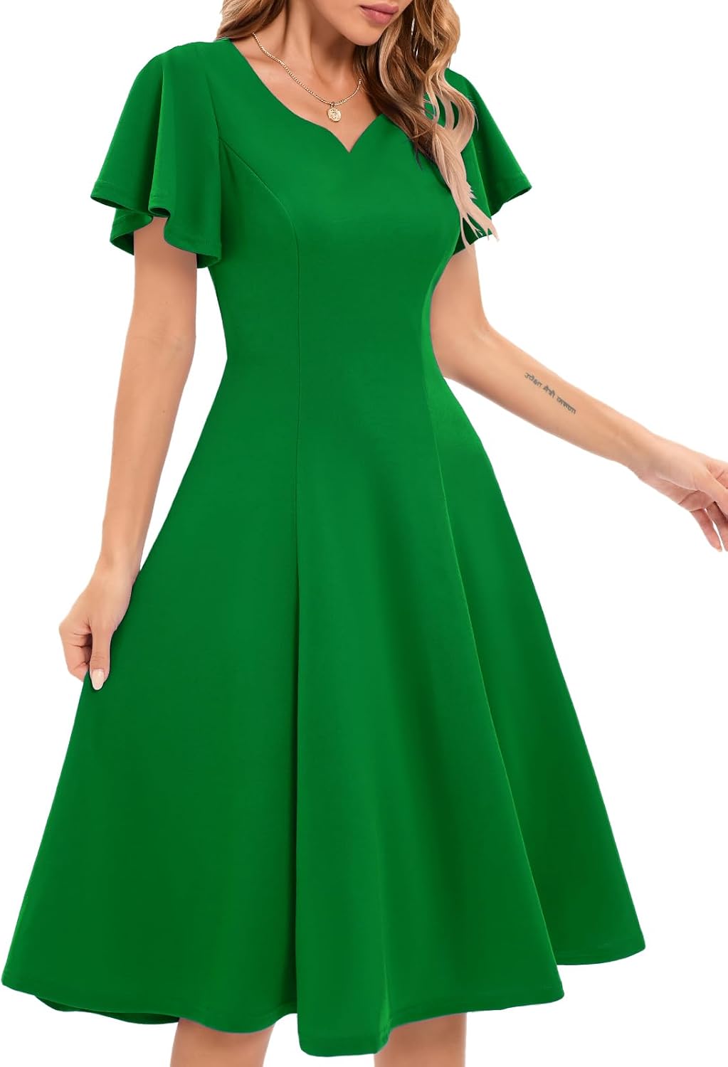 HomRain Wedding Guest Dresses for Women Vintage Short Sleeves Casual Fit and Flare Cocktail Formal Dress for Tea Party