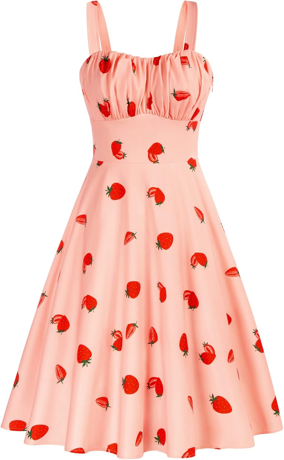 Belle Poque Womens Vintage A-line Midi Cocktail Party Dress | Spaghetti Strap,Sleeveless,Flowy,Swing,1950s Elegant Tea Party Dress,Wedding Guest Dress,Homecoming Dress