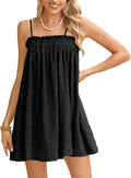 MakeMeChic Women's Babydoll Dress Sleeveless Swing Shirred Mini Dresses | Beach, Summer, Sundress, Ruffle, Casual Dress, Flowy Dress