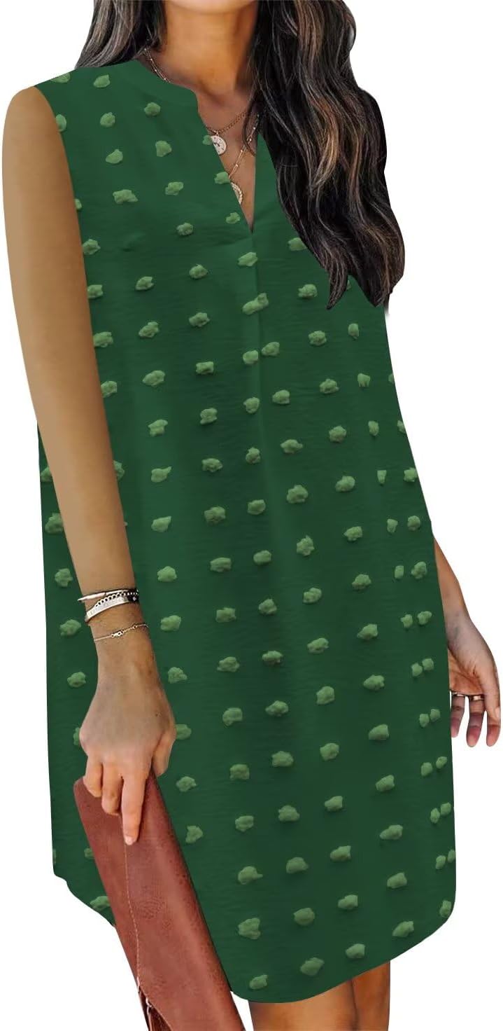 QACOHU Summer Dresses for Women 2026 Sleeveless Casual Shift Dress | Mini Sundress, V Neck , Loose Straight Fit Tank Dress, Spring Outfits for Beach Vacation, Church, Wedding Guest