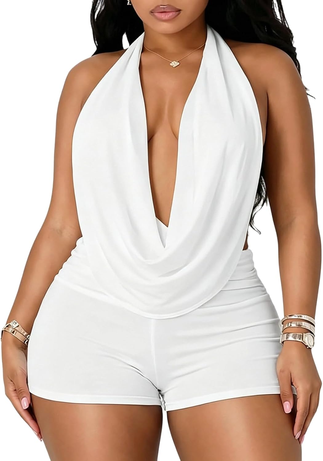 RISCUYY Party Outfits for Women 2 Piece Sexy Halter Neck Backless Sexy Two Piece Outfits for Women Club Night 2026