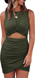 BTFBM Sleeveless Twist Womens Summer Dresses 2026 | Crew Neck,Lightweight,Casual Sundress,Cutout,Slim Fit,Ruched Maternity,Wedding Guset,Mini Beach Dress,Cruise Vacation Outfits