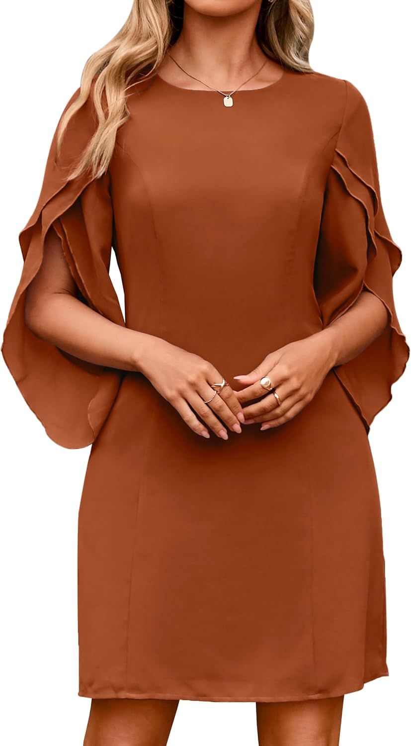 Simplee Womens Cocktail Dress 2025 Formal Flutter Sleeve Elegant Chiffon Trendy Wedding Guest Dresses