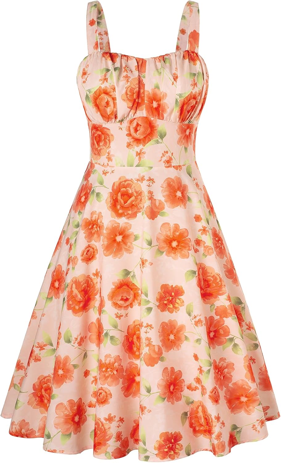 Belle Poque Womens Vintage A-line Midi Cocktail Party Dress | Spaghetti Strap,Sleeveless,Flowy,Swing,1950s Elegant Tea Party Dress,Wedding Guest Dress,Homecoming Dress