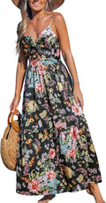 CUPSHE Women's Maxi Dress Floral Print Twisted V Neck Sleeveless Long Dress Summer Casual Dress