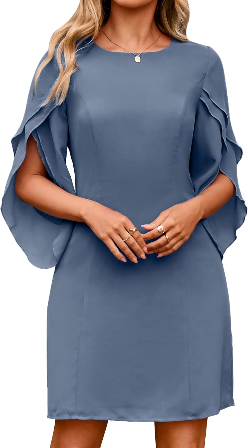 Simplee Womens Cocktail Dress 2025 Formal Flutter Sleeve Elegant Chiffon Trendy Wedding Guest Dresses