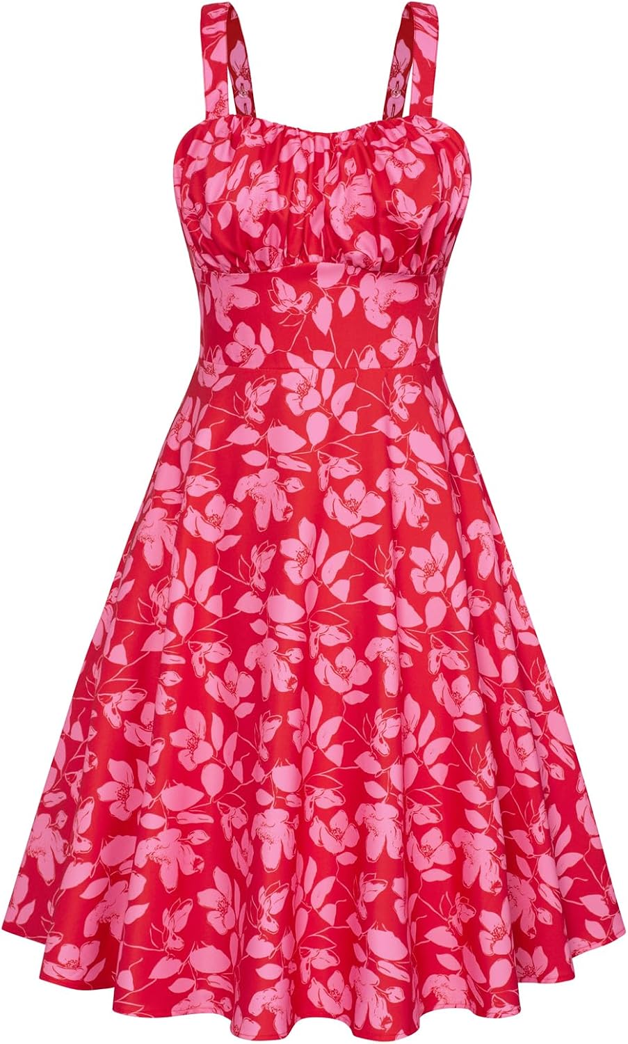 Belle Poque Womens Vintage A-line Midi Cocktail Party Dress | Spaghetti Strap,Sleeveless,Flowy,Swing,1950s Elegant Tea Party Dress,Wedding Guest Dress,Homecoming Dress