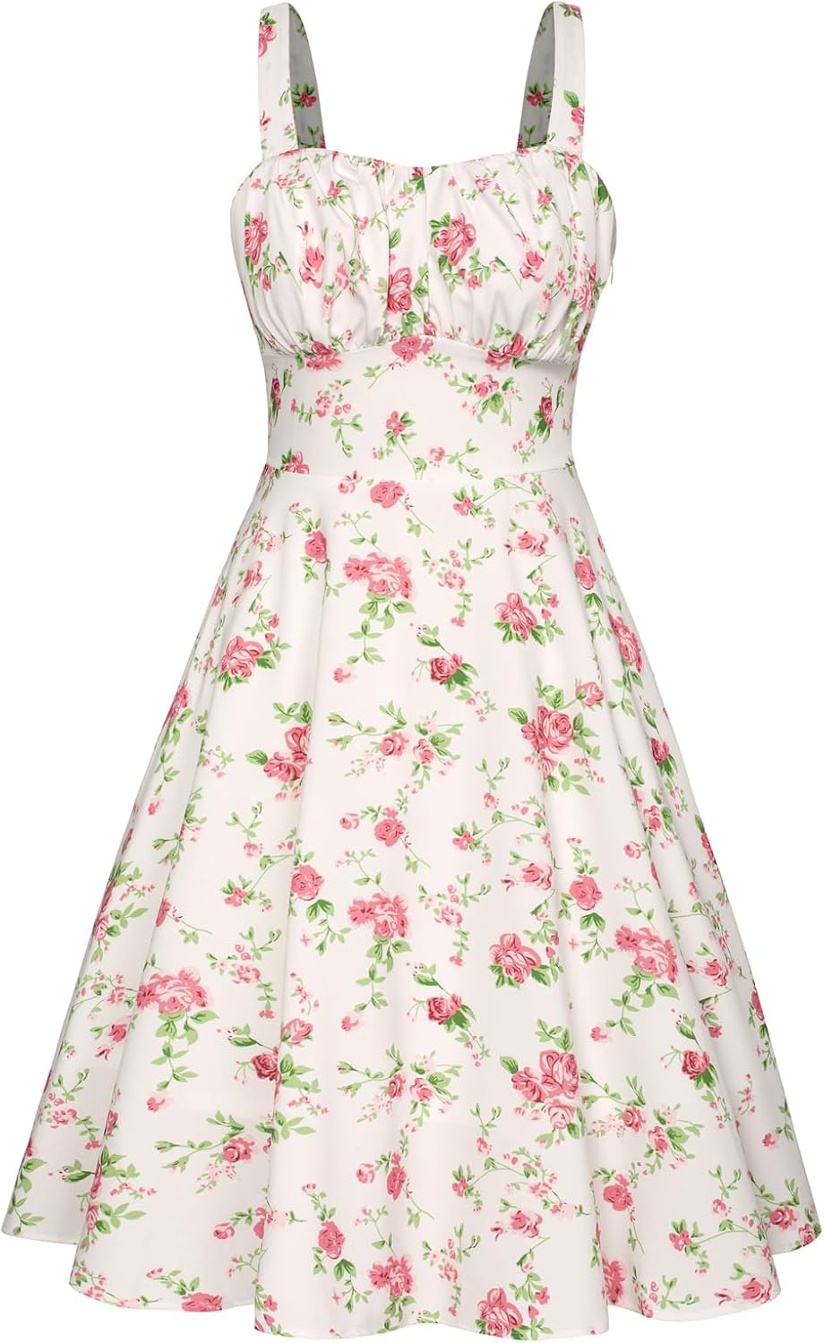 Belle Poque Womens Vintage A-line Midi Cocktail Party Dress | Spaghetti Strap,Sleeveless,Flowy,Swing,1950s Elegant Tea Party Dress,Wedding Guest Dress,Homecoming Dress
