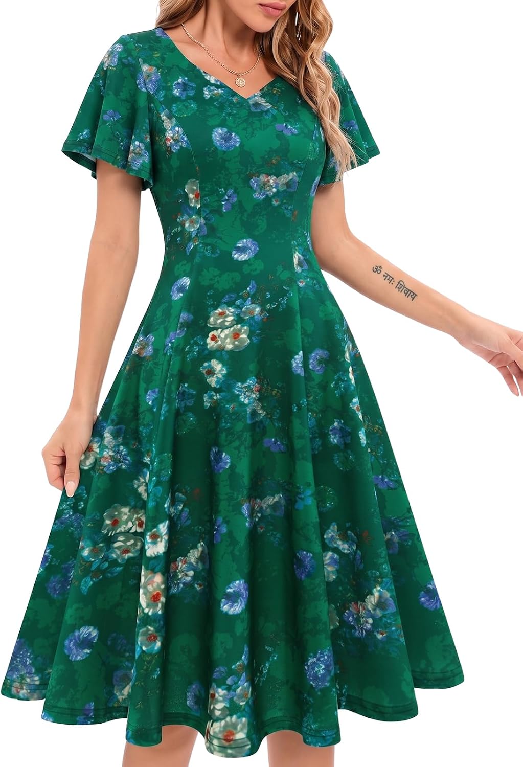 HomRain Wedding Guest Dresses for Women Vintage Short Sleeves Casual Fit and Flare Cocktail Formal Dress for Tea Party