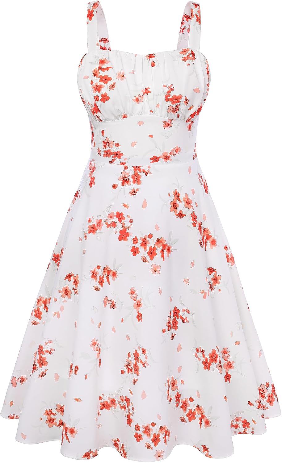 Belle Poque Womens Vintage A-line Midi Cocktail Party Dress | Spaghetti Strap,Sleeveless,Flowy,Swing,1950s Elegant Tea Party Dress,Wedding Guest Dress,Homecoming Dress