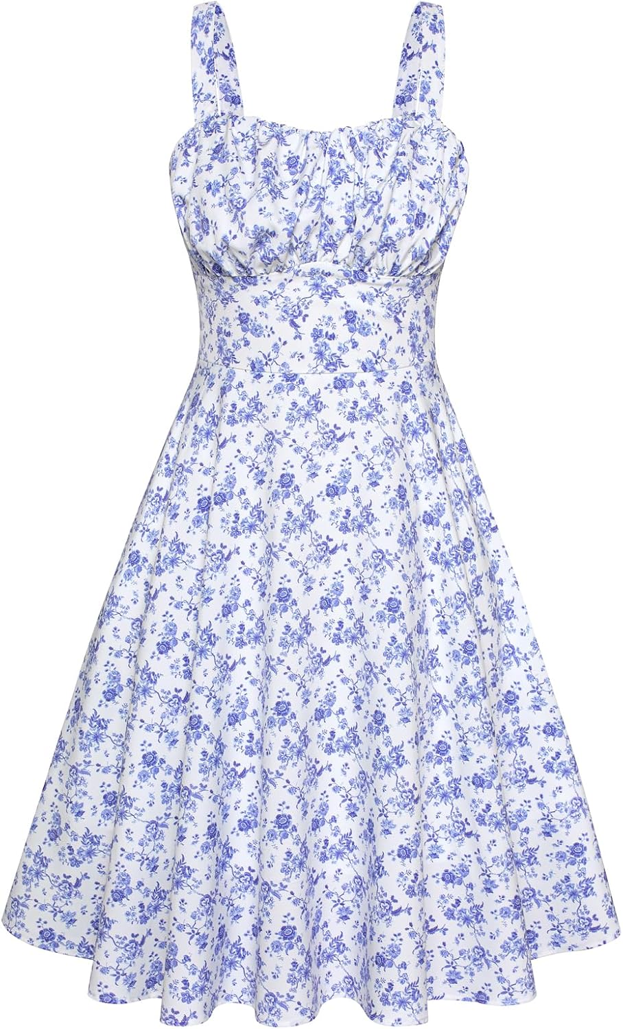 Belle Poque Womens Vintage A-line Midi Cocktail Party Dress | Spaghetti Strap,Sleeveless,Flowy,Swing,1950s Elegant Tea Party Dress,Wedding Guest Dress,Homecoming Dress