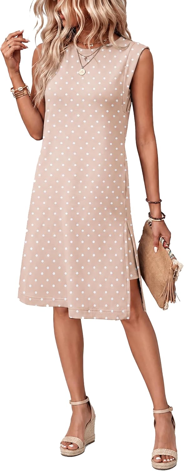 BEXIBOOM Women's Summer Casual Cap Sleeve Midi Dress with Pockets | Soft Stretch Fabric Round Neck Relaxed Fit Wrinkle-Free Side Slit And Pockets For Daily Wear, Work, Travel And Vacation