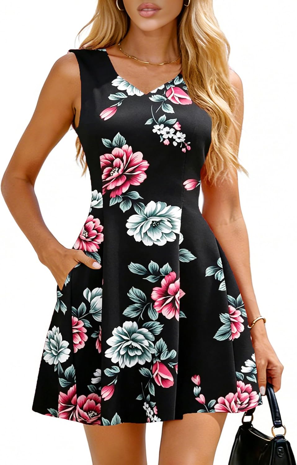 YIREFN Summer Dresses for Women 2026 A Line Sleeveless Mini Dress Graduation Cocktail Short Sundress with Pockets