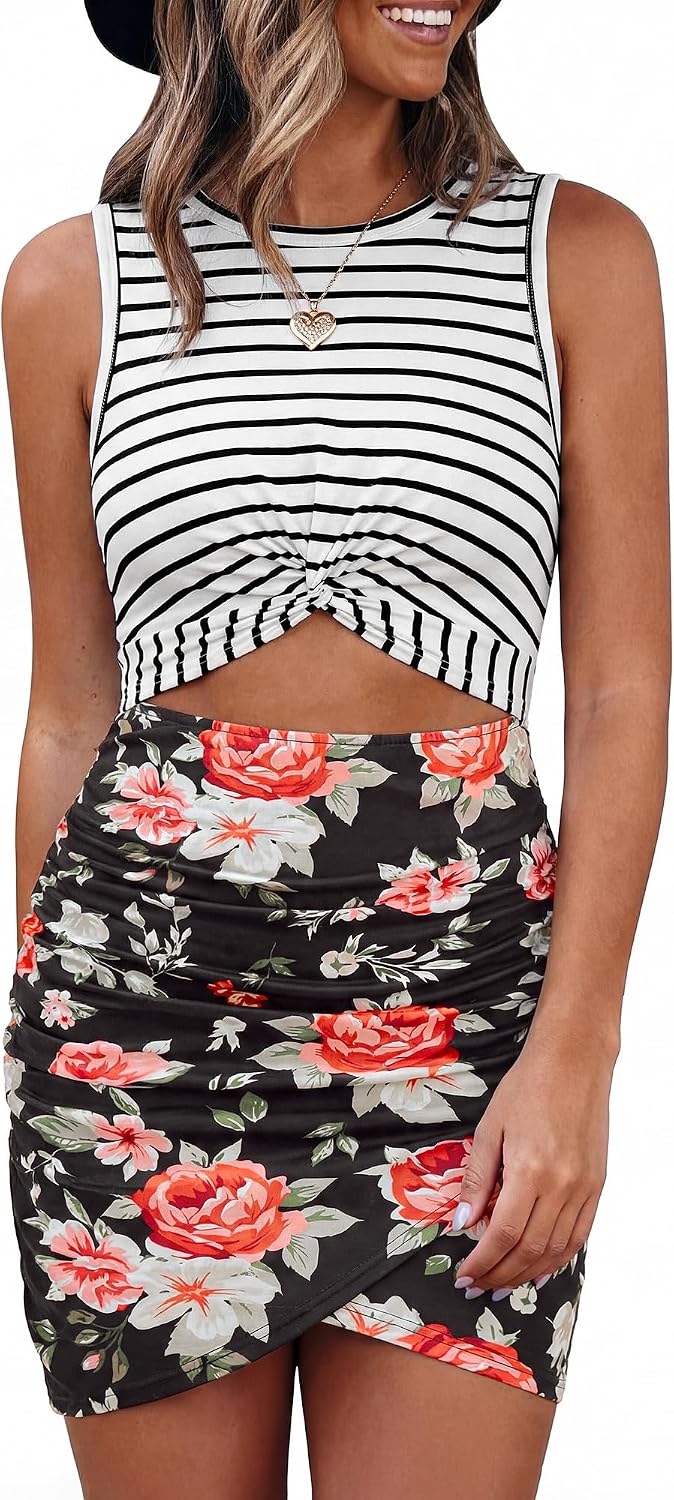 BTFBM Sleeveless Twist Womens Summer Dresses 2026 | Crew Neck,Lightweight,Casual Sundress,Cutout,Slim Fit,Ruched Maternity,Wedding Guset,Mini Beach Dress,Cruise Vacation Outfits