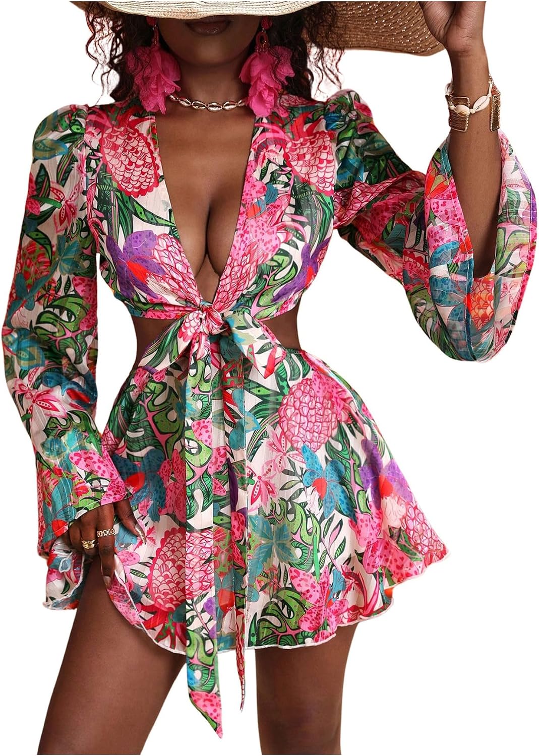 BEAUDRM Women's Summer Tropical Dress Sexy Vacation Outfits Beach Sundress | Tropical Dresses for Women, Summer Dress, Two Piece Sets, Summer Outfits