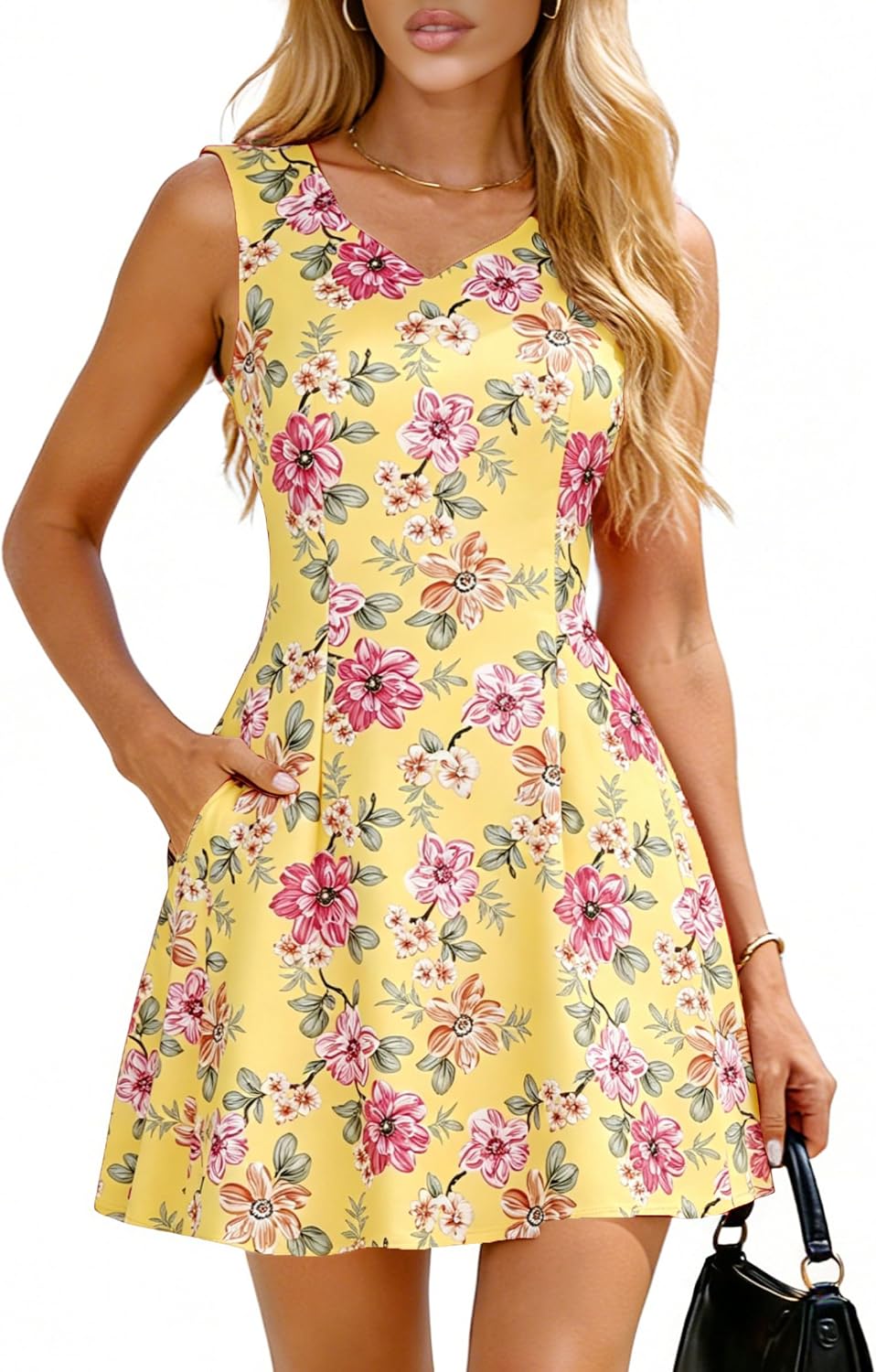 YIREFN Summer Dresses for Women 2026 A Line Sleeveless Mini Dress Graduation Cocktail Short Sundress with Pockets